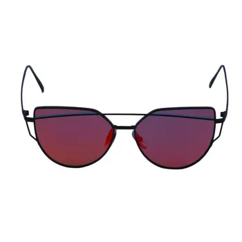 

Reflective Anti-UV Sunscreen Lenses Ladies Cateye Sunglasses Metal Frame Star Charming Attractive Stylish Glasses For Travel