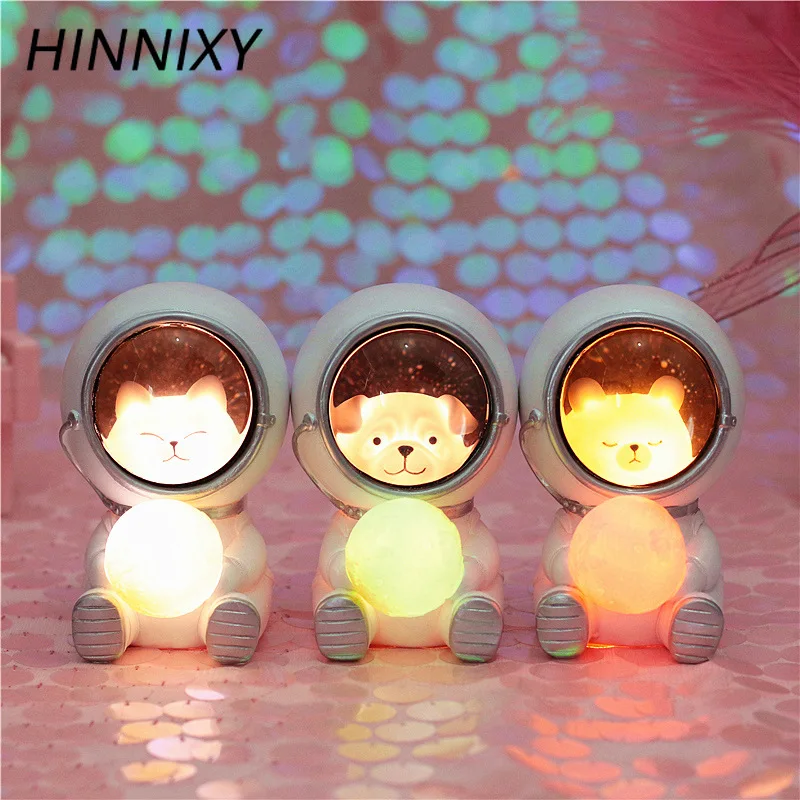Hinnixy Творческий астронавт ночник собака кошка медведь украшения Luminaria животное