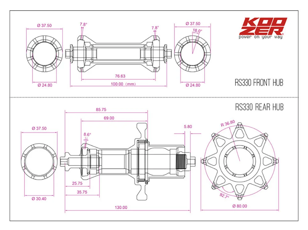 Koozer MTB дорожный велосипед Передняя, Задняя Ступица 20h 24h 2 4 Подшипник Микро сплайн диск boost концентратор быстрый выпуск прямой тянуть велосипед концентратор RS330