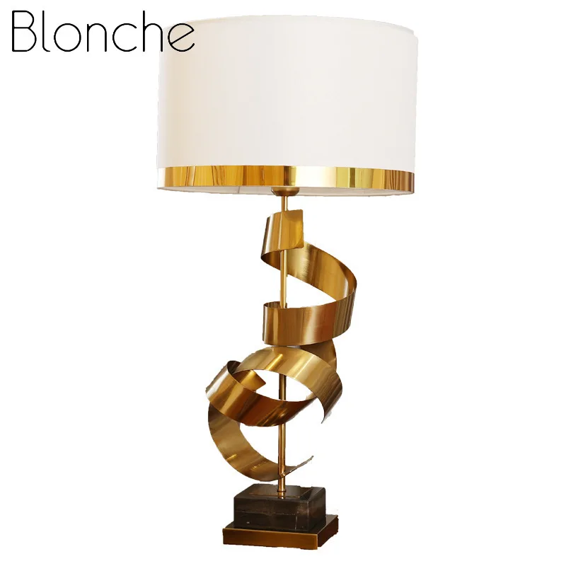 Blonche, скандинавские железные художественные настольные лампы, E27, тканевые Настольные светильники для дома, спальни, прикроватные, декор для гостиной, светильники из Золотого Металла