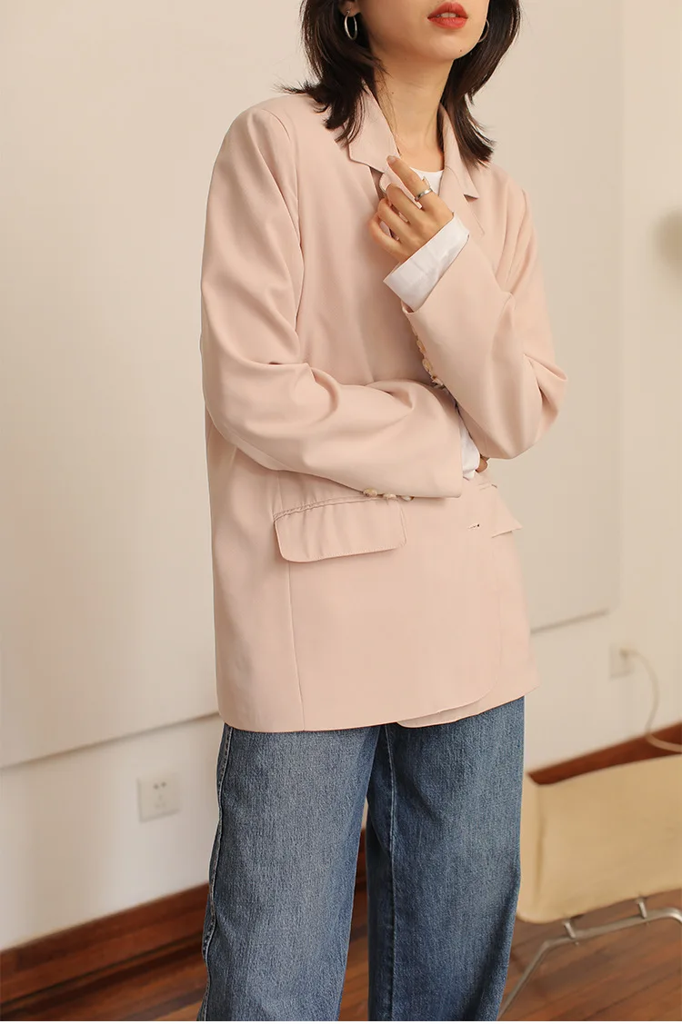 Осень стиль корейский Стиль Повседневный Свободный Тонкий светильник розовый подплечники онлайн знаменитости xue sheng kuan костюм куртка 9511