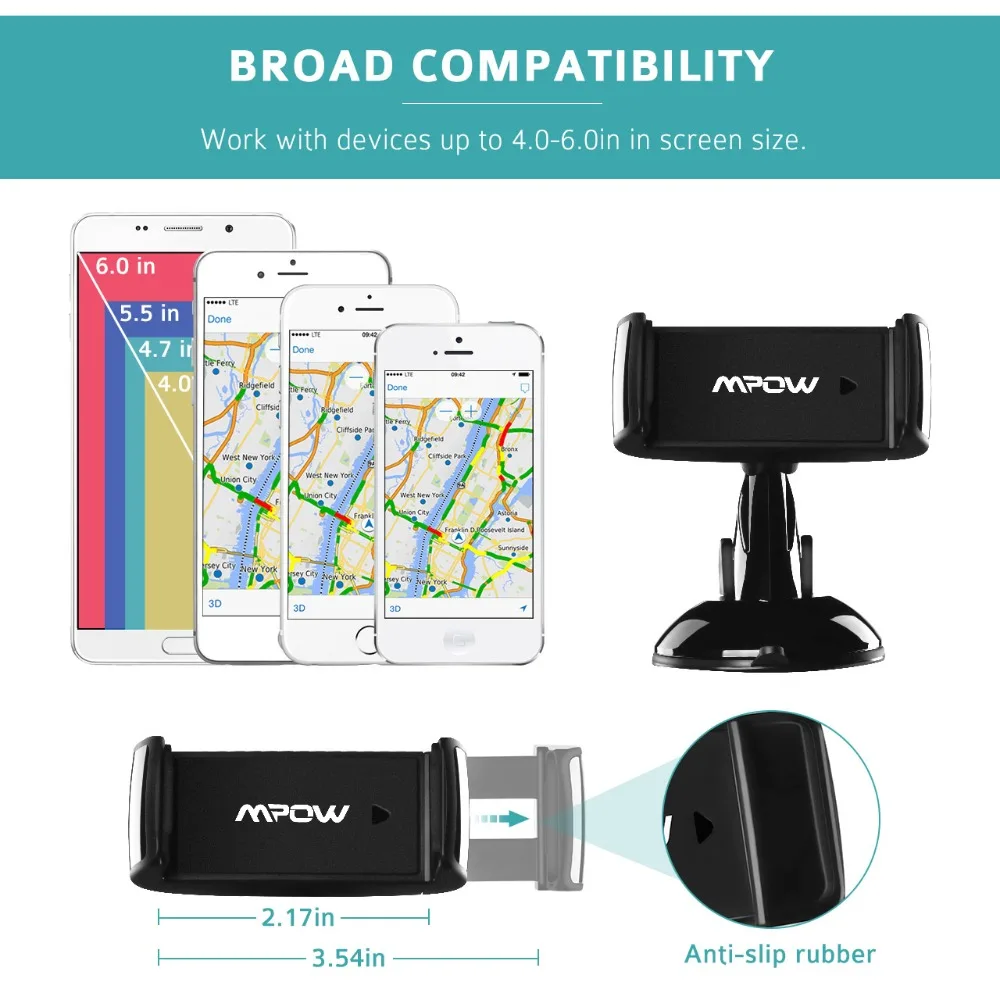 Mpow 2-in-1 Universal Car Mount Phone Holder Windshield Dashboard Air Vent GPS Holder For Car 360 Degrees Rotation Cheap Stand (4)
