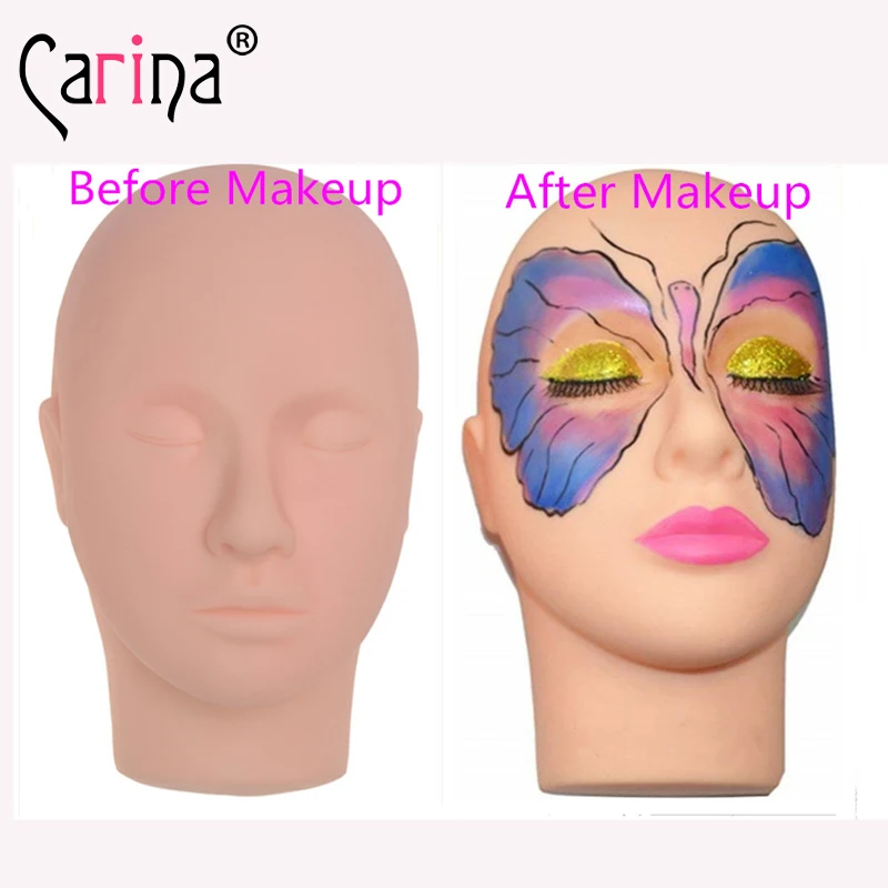 

2020 Massage Training Flat Head Silicone Mannequin Head For Eyelash Eye Facial Eyelash Extension Makeup Practice Cosmetic Model