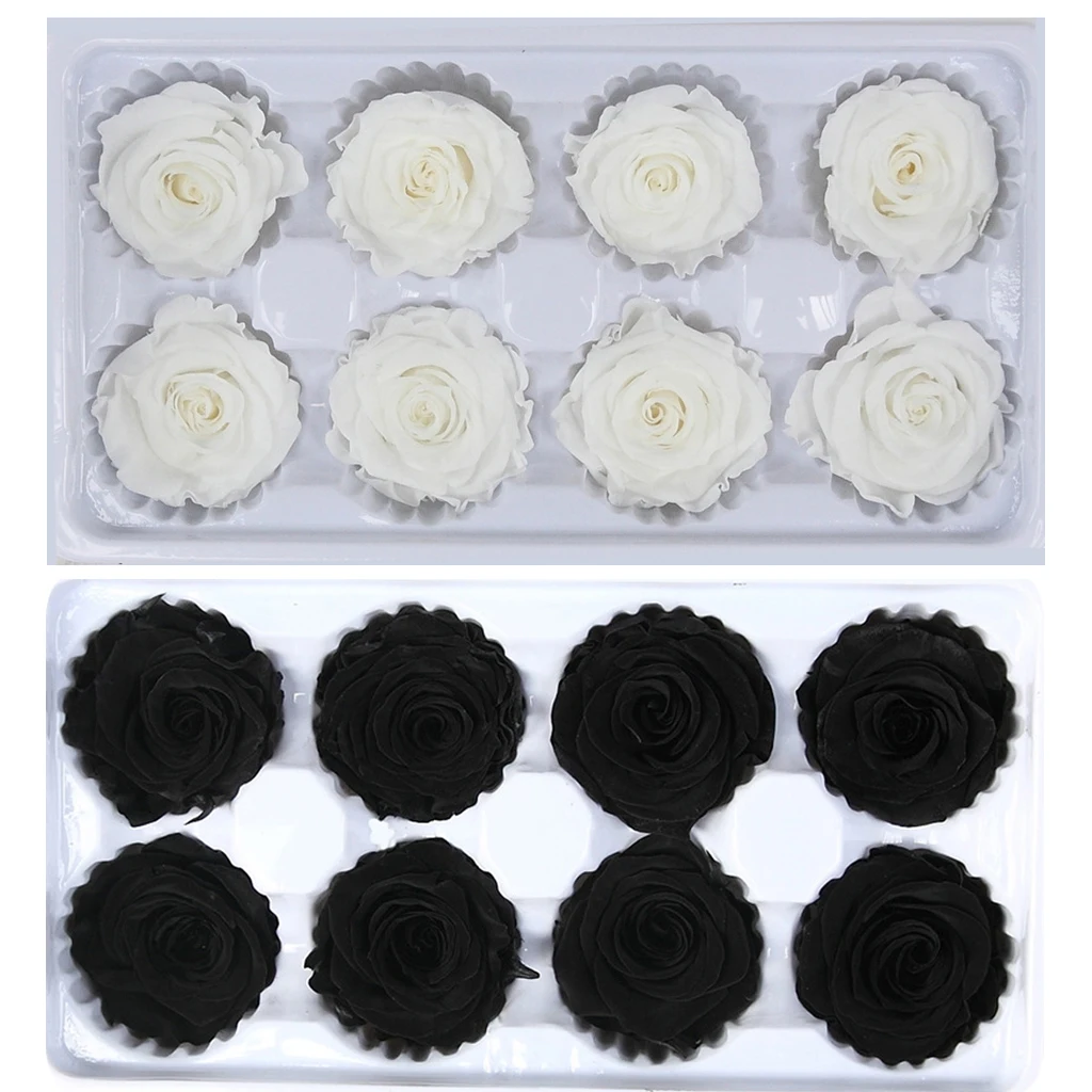 Goede 8 stks doos Eeuwige Bloem Kwaliteit Bewaarde Bloemen Onsterfelijke Rose 5cm Diameter Eeuwige Leven Bloem Blik Bloemen Onsterfelijke Rose