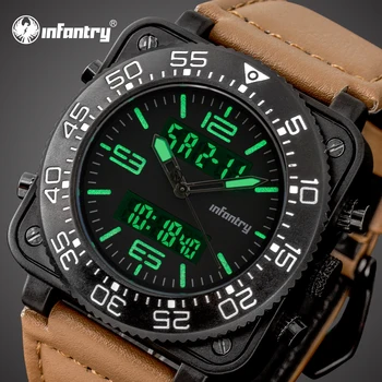 

INFANTRY Mens Watches Top Brand Luxury Tactical Army Leather Sport Black Watch for Men Analog Fashion Military Digital Watch Men
