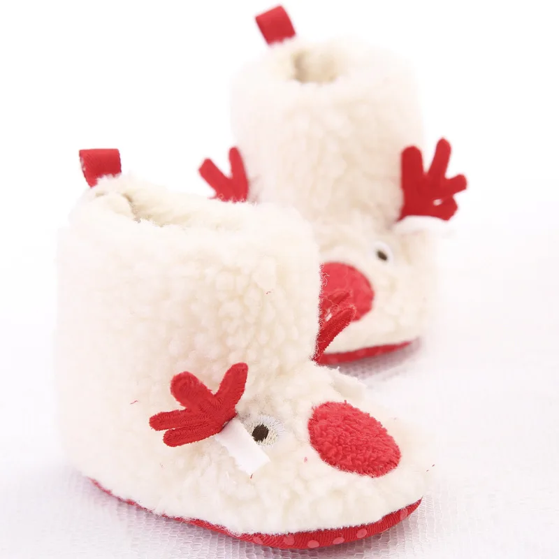 Детская обувь; Рождественский подарок для мальчиков и девочек; зимние пушистые теплые тапочки; мягкие хлопковые мокасины для новорожденных