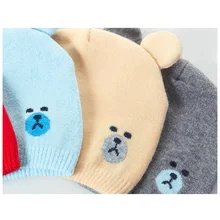 Детская зимняя шапка s наборы с шарфом теплая вязаная круглая шапочка милый мультфильм медведь шапочка-OPK