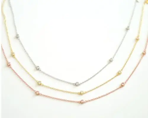 Базовая металлическая цепочка из серебра с фианитами 18 дюймов 3 мм ожерелья