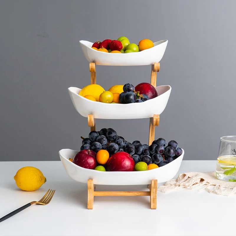 Plastic Living Room Home Three-layer Fruit Plate Candy Dish Creative Modern Dried Basket Snack | Дом и сад