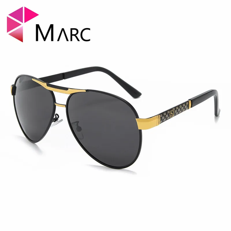 

MARC NEW Metal Frame Quality Oversized Spring Leg Alloy Men Sunglasses Polarized Brand Design Pilot Male Glasses Driving