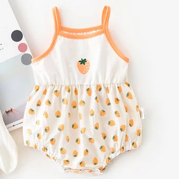 

Baby Girls Boys Rompers Summer Casual Cartoon Loose Jumpsuit Newborn Sleeveless Cotton Thin Cool Romper Outfits Set