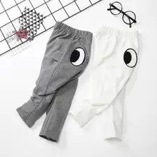 Винтажные брюки на подкладке на осень и зиму для маленьких девочек с принтом глаз; удобные хлопковые брюки высокого качества