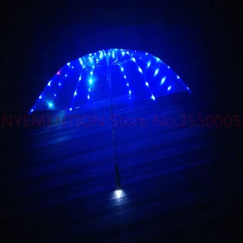 

Rainbow color Umbrella LED Luminous Transparent Umbrella With Flashlight Flash light Torch 10pcs