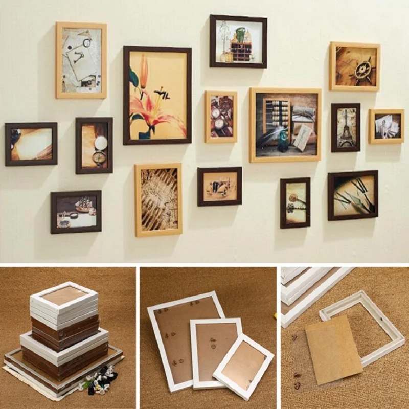 15Pcs Wall Hanging Photo Frame Set for Hallway Bedroom Living Room Decoration Modern Art Home Decor Family Display Picture | Дом и сад