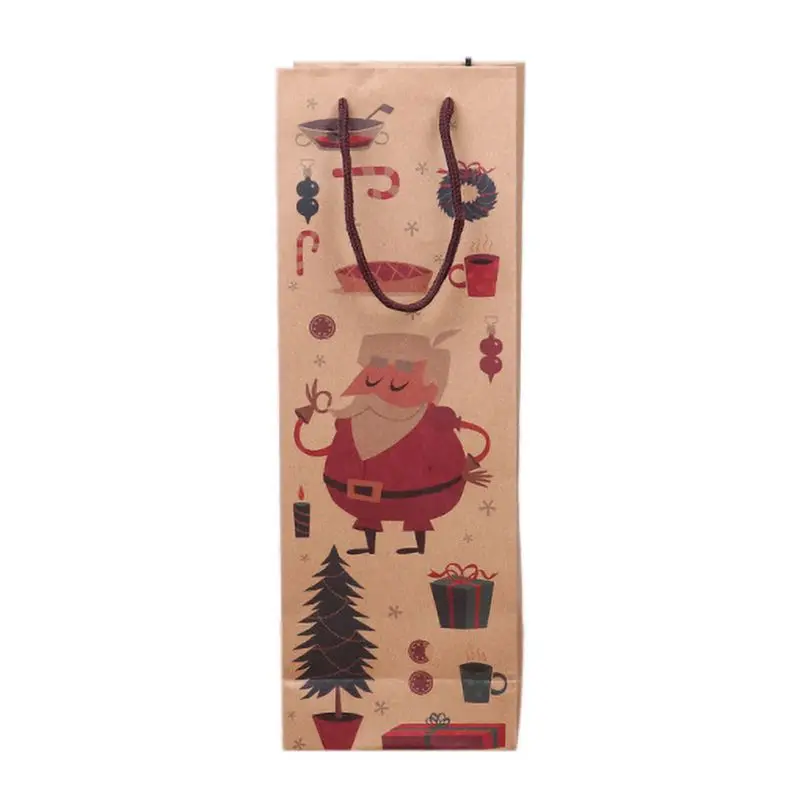B 12pcs/lot Christmas Gift Bag New Year Practical Beautiful Kraft Paper Wine Bags Santa Claus Cute Paper Wine Holder - Цвет: B