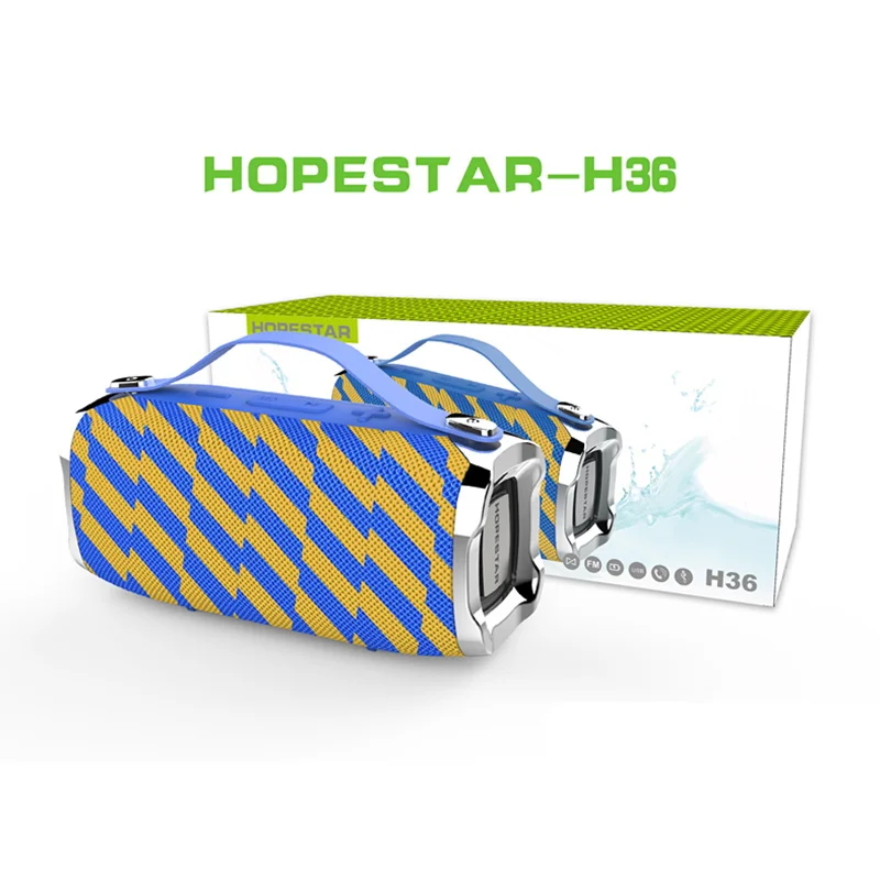 HOPESTAR H36 портативный открытый Bluetooth динамик IPX6 Водонепроницаемый супер бас сабвуфер 18650 Беспроводная колонка коробка музыкальный плеер - Цвет: Striped Blue