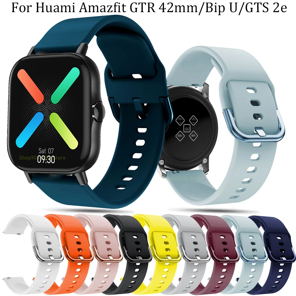 Ремешок силиконовый для Huami Amazfit GTR 42 мм GTS 2/2e браслет наручных часов bip U/S pop 1S