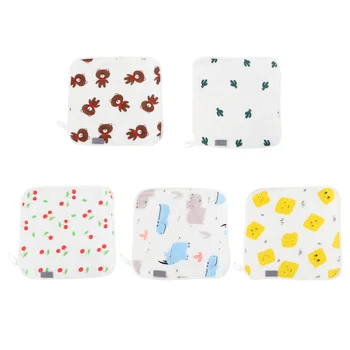 

5pcs Baby Washcloths Soft 4 Layers Cotton Face Towel Handkerchief for Infants (Mixed Color)