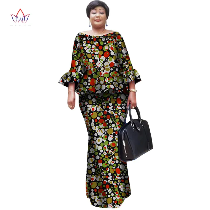Африканская восковая юбка с принтом наборы для женщин Базен Riche размера плюс традиционная африканская одежда Дашики комплект из двух частей юбка WY1098 - Цвет: 22