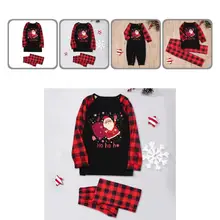 Festive Christmas Pajamas Set Elastic Waist Sleepwear Parent-child Outfit Christmas Parent-child Set