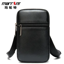 First Layer Cowhide Men's Belt Bag Casual and Lightweight Vertical Mobile Phone Waist Bag Belt Small Bag 8891