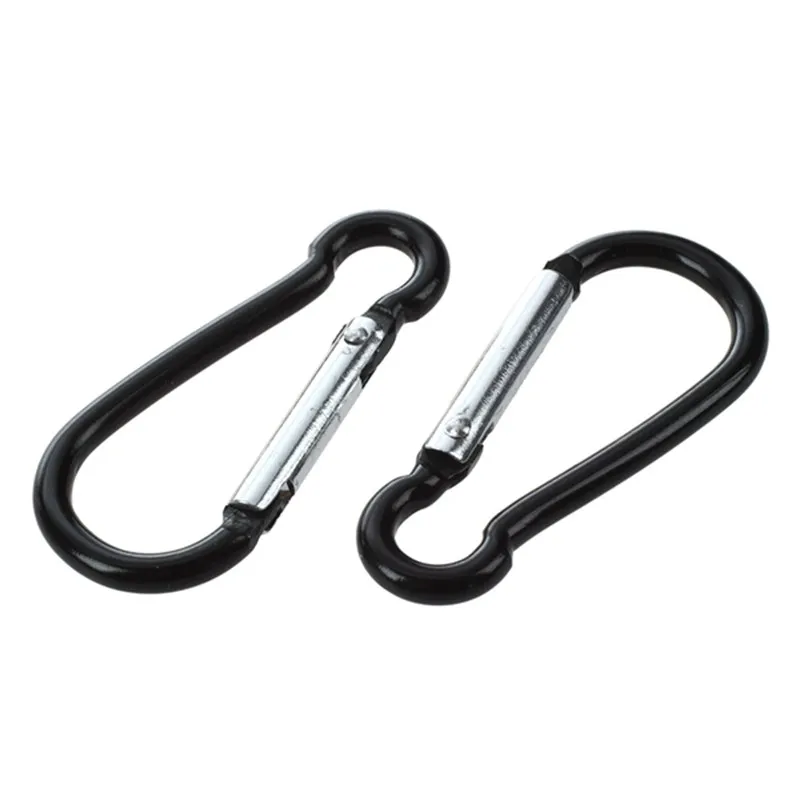 5 Pcs Black Silver Tone Aluminum Alloy Spring Gate Clip Carabiner Hook