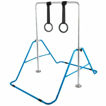 

Kids Gymnastics Bar with Flying Rings Gloves Adjustable Folding Horizontal Bar Pull Up Expandable Junior Training Bar for Kids