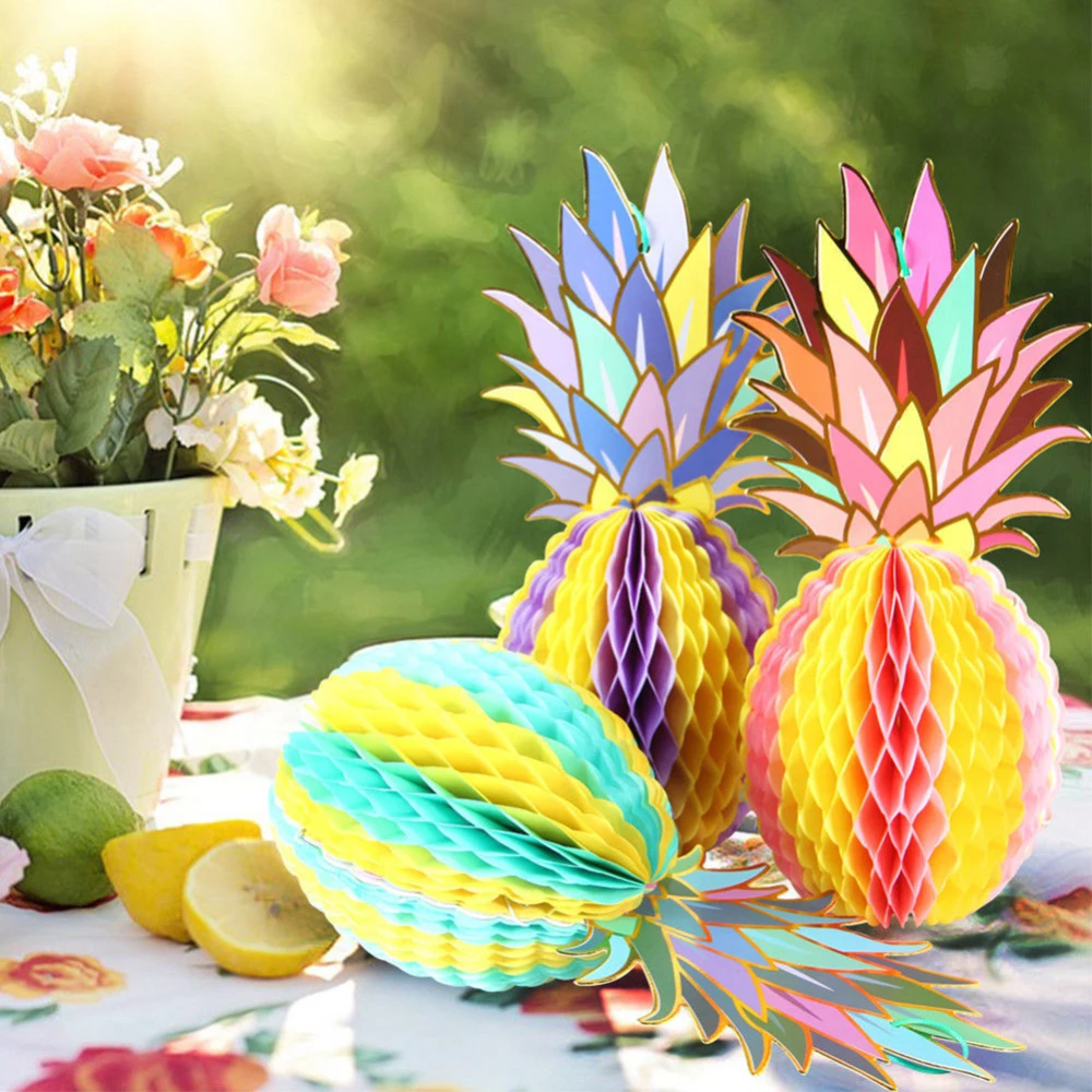 

3pcs Paper Pineapple Hanging Decorations Colorful Pineapple Table Hanging Decoration for Wedding Home Decor New Dropshipping