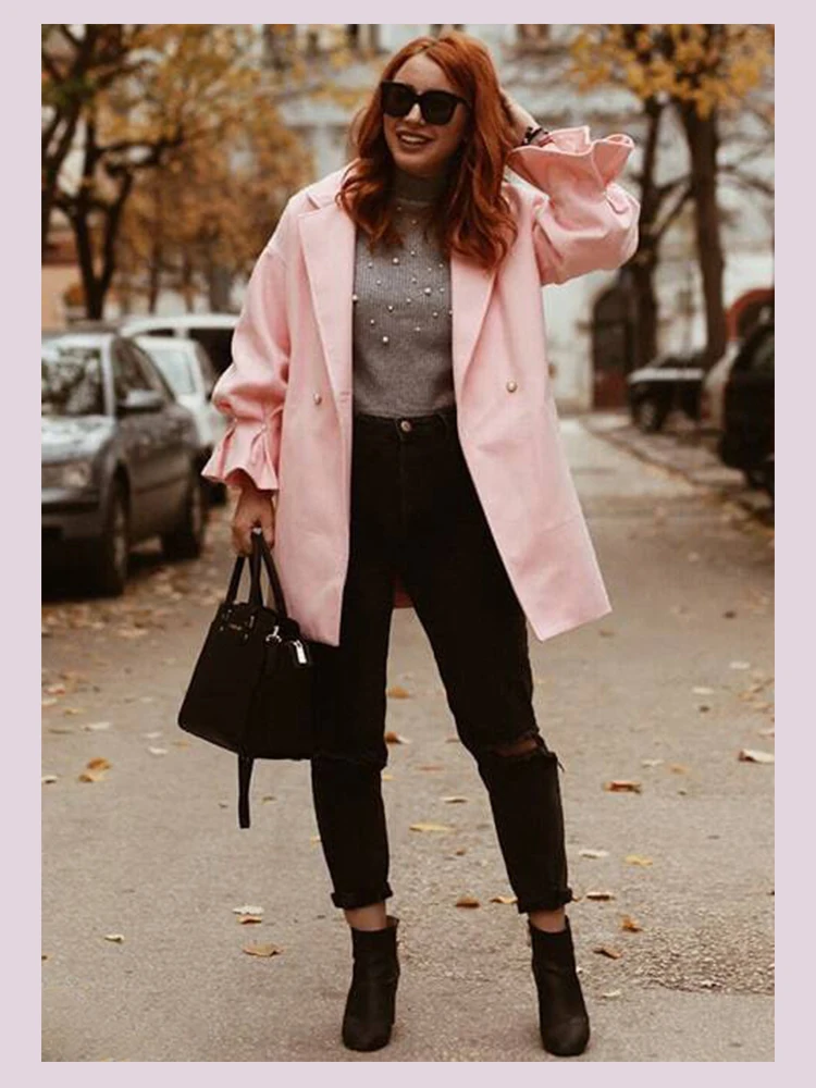 Dotfashion, Женская Повседневная Осенняя однотонная одежда с длинным рукавом и манжетами, украшенная жемчугом, Весенняя опрятная верхняя одежда