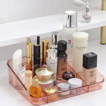 

Desktop Makeup Storage Box Transparent Dresser Skin Care Product Storage Box Lipstick Brush Finisher Multi-grid Jewelry Rack