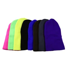 Классический для мужчин и женщин с флуоресцентным цветом конец линии шапка вязаная хип-хоп Мужская облегающая однотонная хлопковая Модная в Корейском стиле тренд