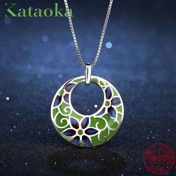 

Valentine's Day Blue Forget me not for Women 925 Sterling Silver Necklace Pendant Party Jewelry 2018 Fashion Enamel