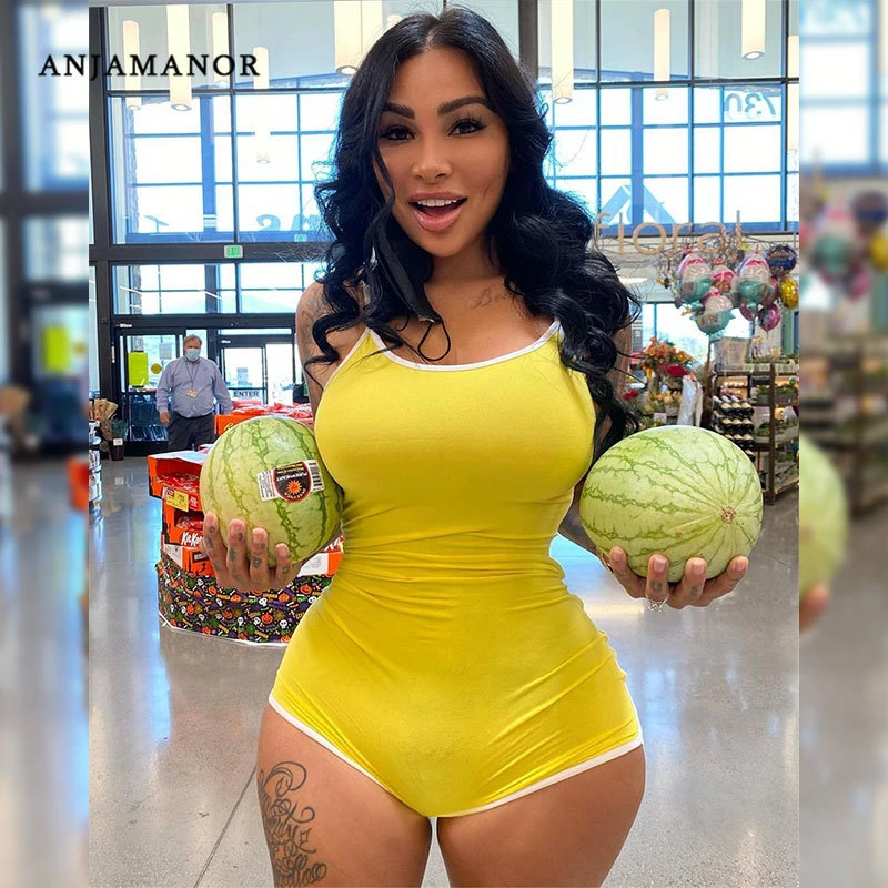 Anjamanorセクシーなスポーツボディコンストラップジャンプスーツショートパンツロンパースレディース夏の服ワンピース衣装遊び着d44 10 Aliexpress