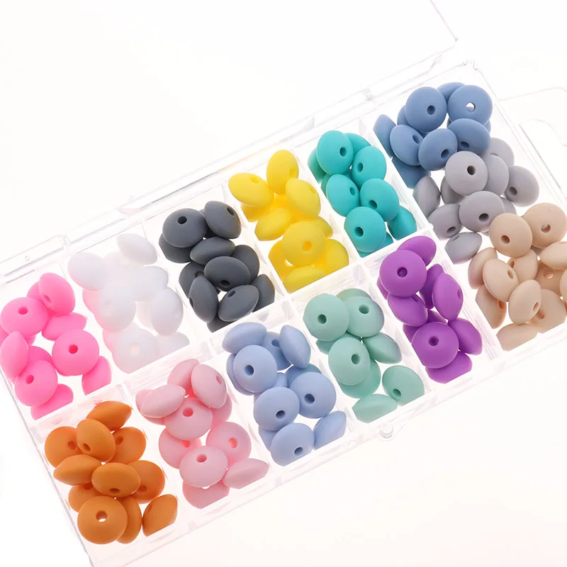 

DIY Charming Nursing Toys Care 12mm 100pcs Baby Teether Pearl Silicone Lentil Beads BPA Free Babies Teething Necklace Bracelet