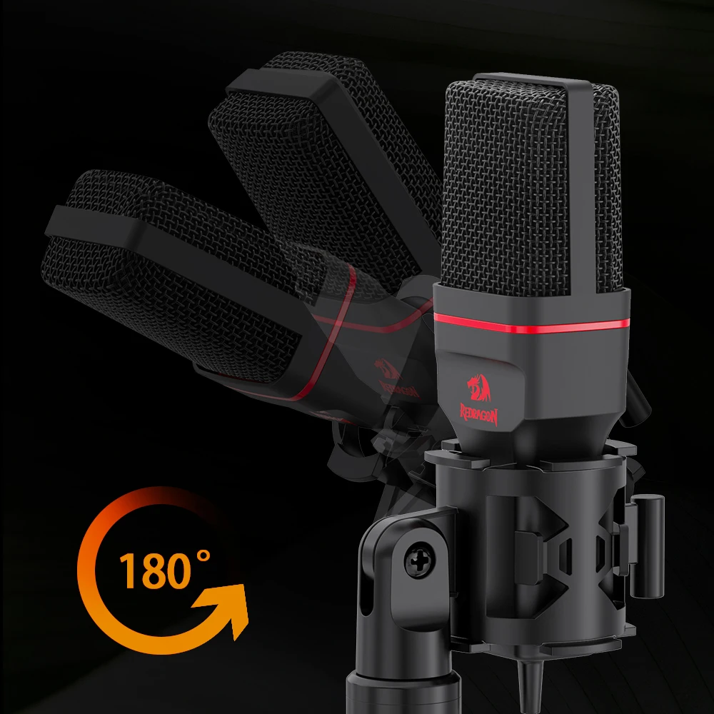 Redragon Omni Condenser Microphone With Tripod Audio 3.5mm Computer Studio Microphone For PC Phone Karaoke Recording phone