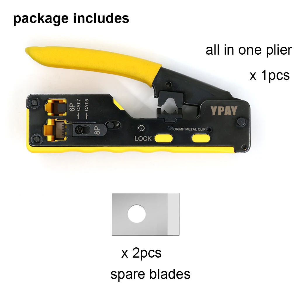 YPAY all in one rj45 pliers crimper cat5 cat6 cat7 network tools rj 45 ethernet cable Stripper pressing clamp tongs rg45 lan ethernet cable tracer Networking Tools