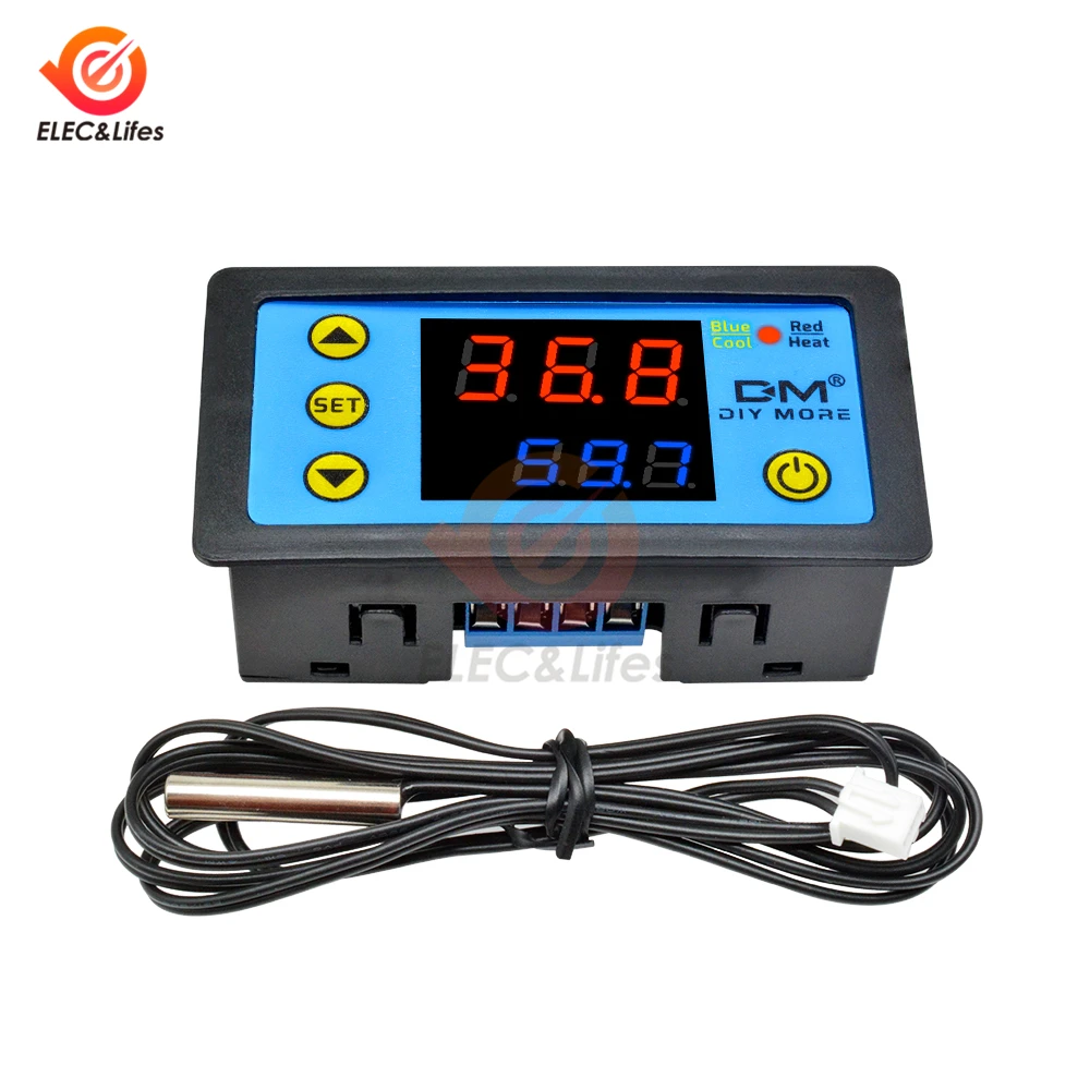 

W3231 Dual LED Digital Thermostat Temperature Controller with sensors Thermoregulator for incubator Heating Cooling 110V 220V AC