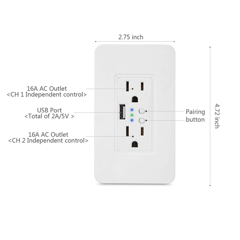 Wi-Fi настенная электрическая розетка 2 USB розетки вилка таймер розетка стандарт США умный пульт дистанционного управления работа с Alexa Google Home