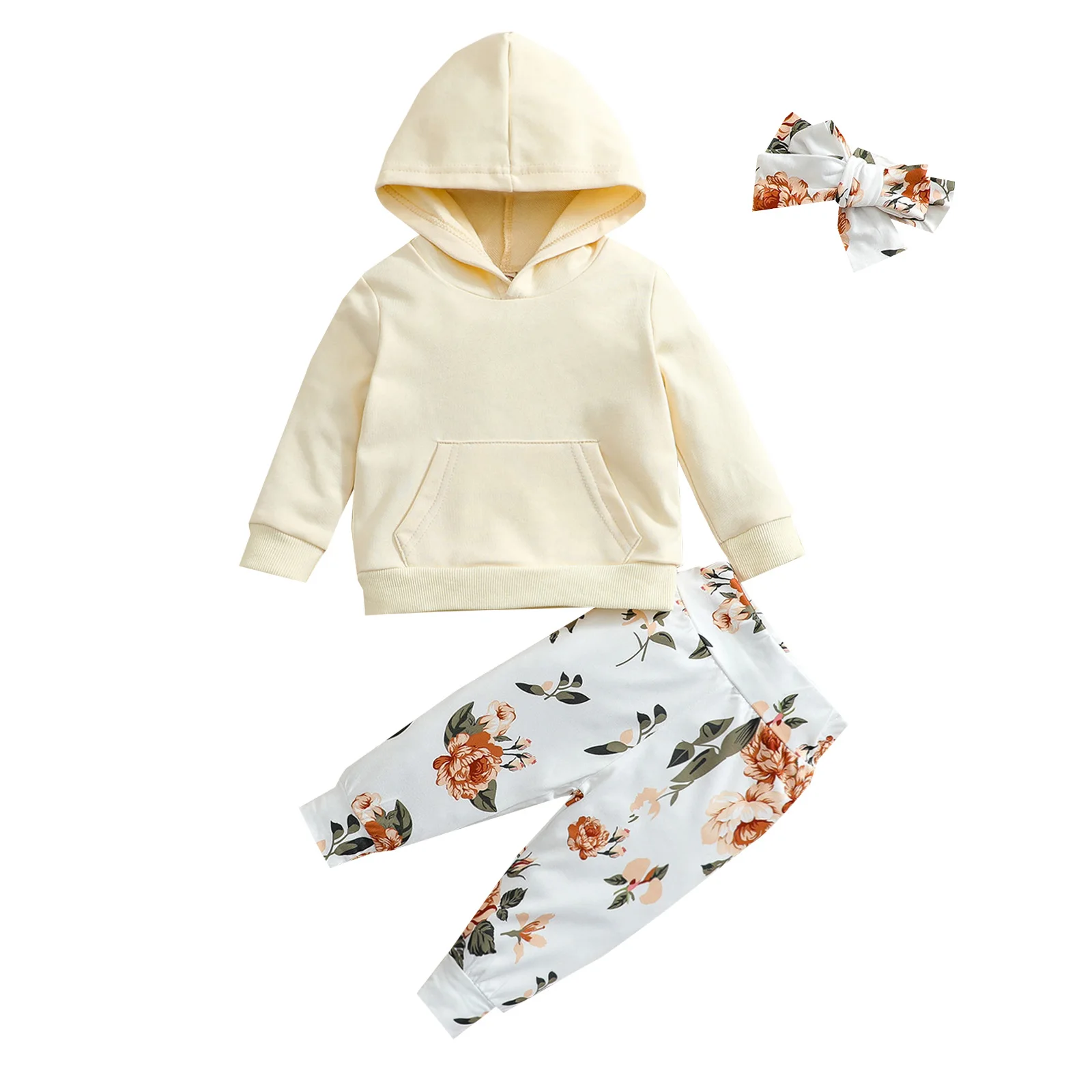 Ma&Baby 0-24M Newborn Toddler Infant Baby Girls Clothes Set Pocket Hooded Sweatshirt Top Rose Floral Pants Outfits DD40 baby dress set for girl Baby Clothing Set