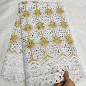 

African Lace Fabric High Quality Nigerian Pure cotton Embroidery with Rhinestone French Net Lace Fabric for Women dress 5yards