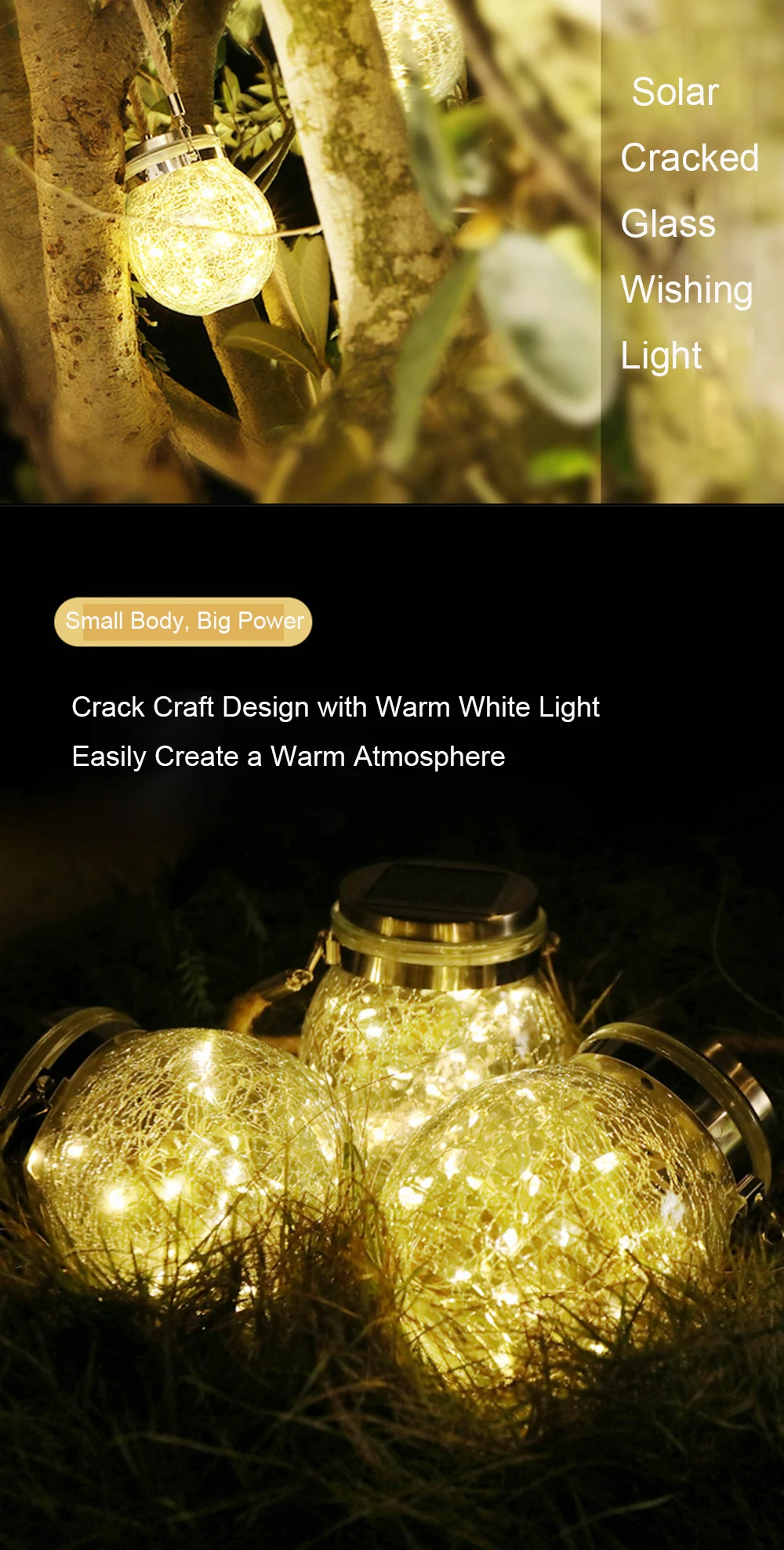 solar light bulb 30 Lamp Beads LED Outdoor Solar Cracked Glass Wishing Light Landscape Courtyard Garden Lawn Hanging Tree Lamp solar camping lights