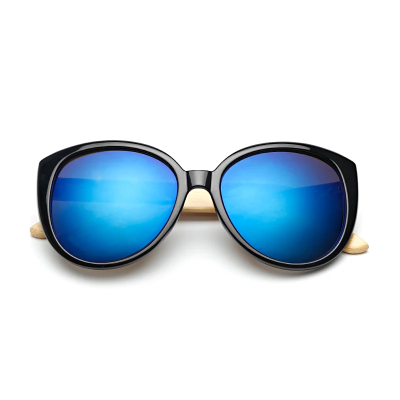 Bamboo Cat Eye Sunglasses Polarized Metal Frame Wood Glasses Women Luxury Sun Glasses