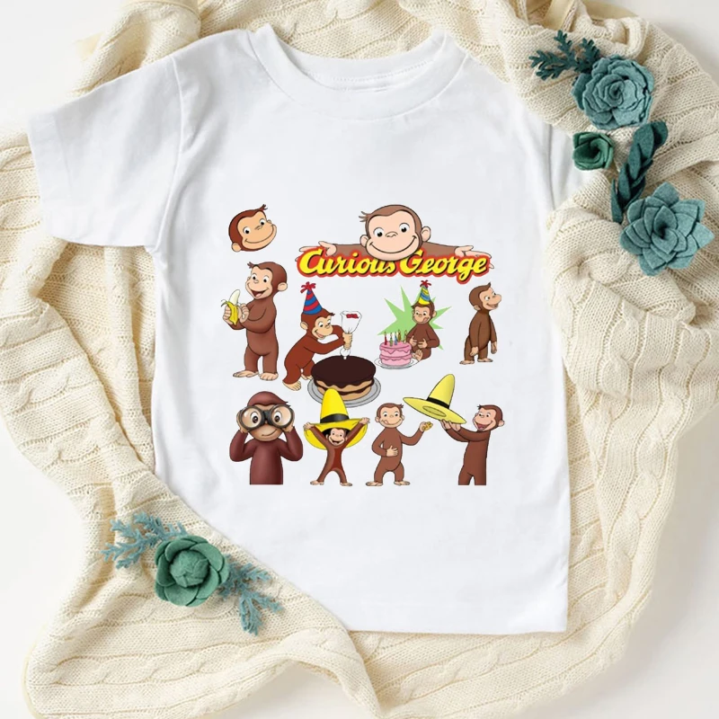 Camisetas con estampado de dibujos animados de George curiosos