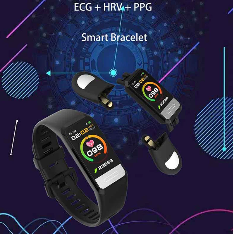 Braccialetto Di Misurazione Fitness Di Alta Qualità Ecg Hrv Ppg Sports Smart Band Watch Cardiofrequenzimetro Tracker Nuovo Braccialetto Intelligente E