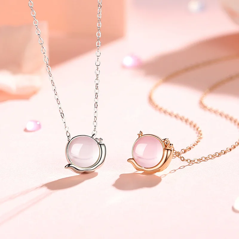 

MCS7 S925 Sterling Silver Creative Snail Necklace Female Cute Girl Heart Pendant Niche Original Design Clavicle Chain