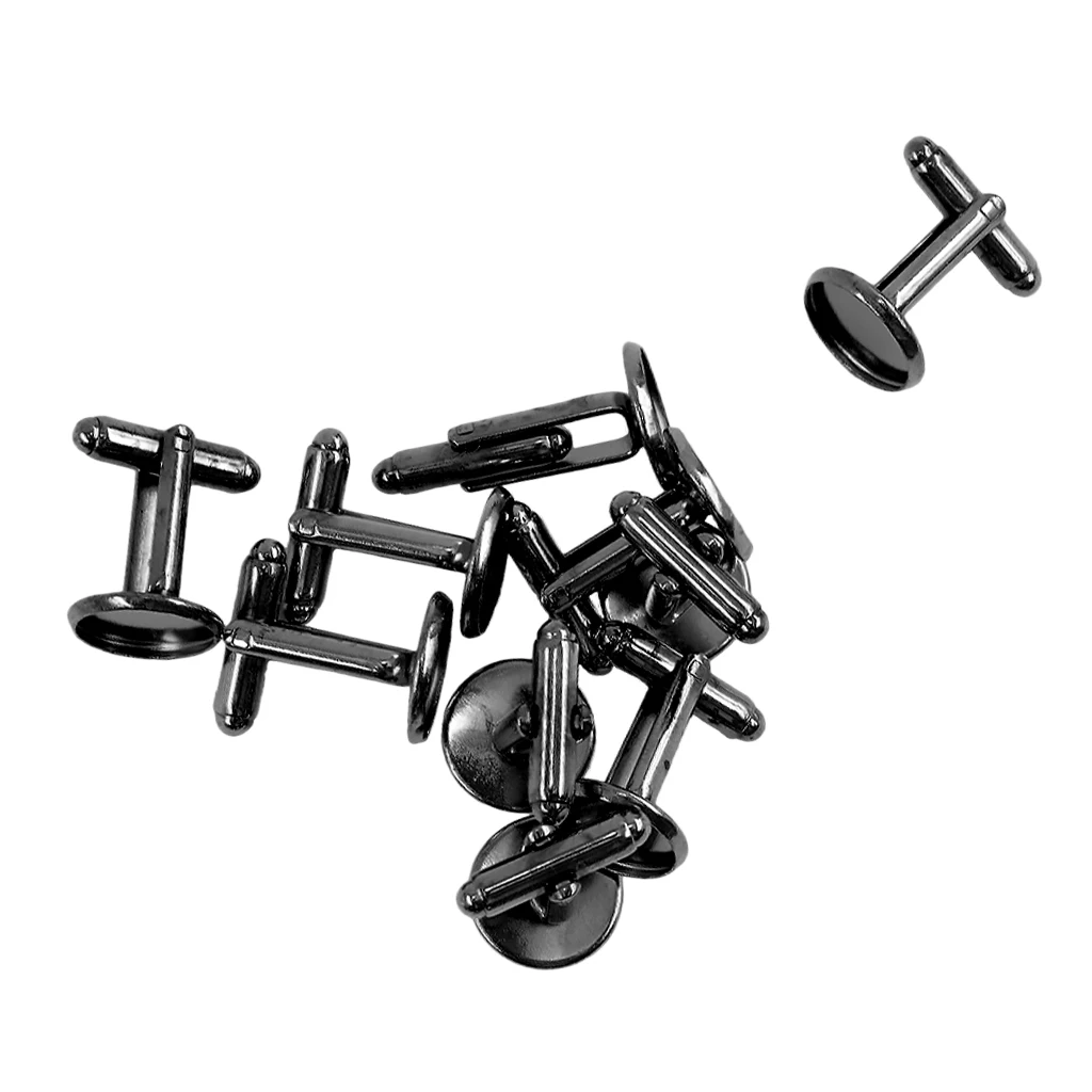 10 pcs Antiqued Bronze Black Gold 12mm Round Blank Settings Cuff Links Findings DIY Projects