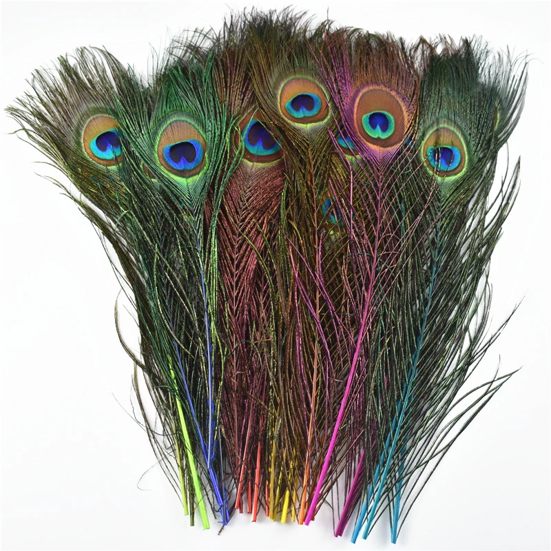 10Pcs/lot Natural Dyed Peacock Feathers for Crafts Peacock Decor 25-30cm  Peacock Feather Decor Plumas Carnaval Plume Decoration