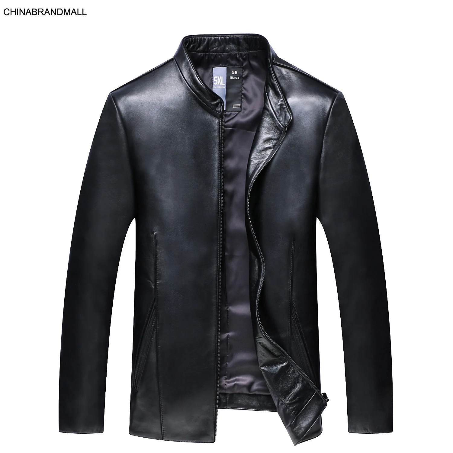 

Season Men Fat Man Plus Fat Plus Size Leisure Joker Stand Collar Leather Jacket Male Genuine Leather Leather Coat
