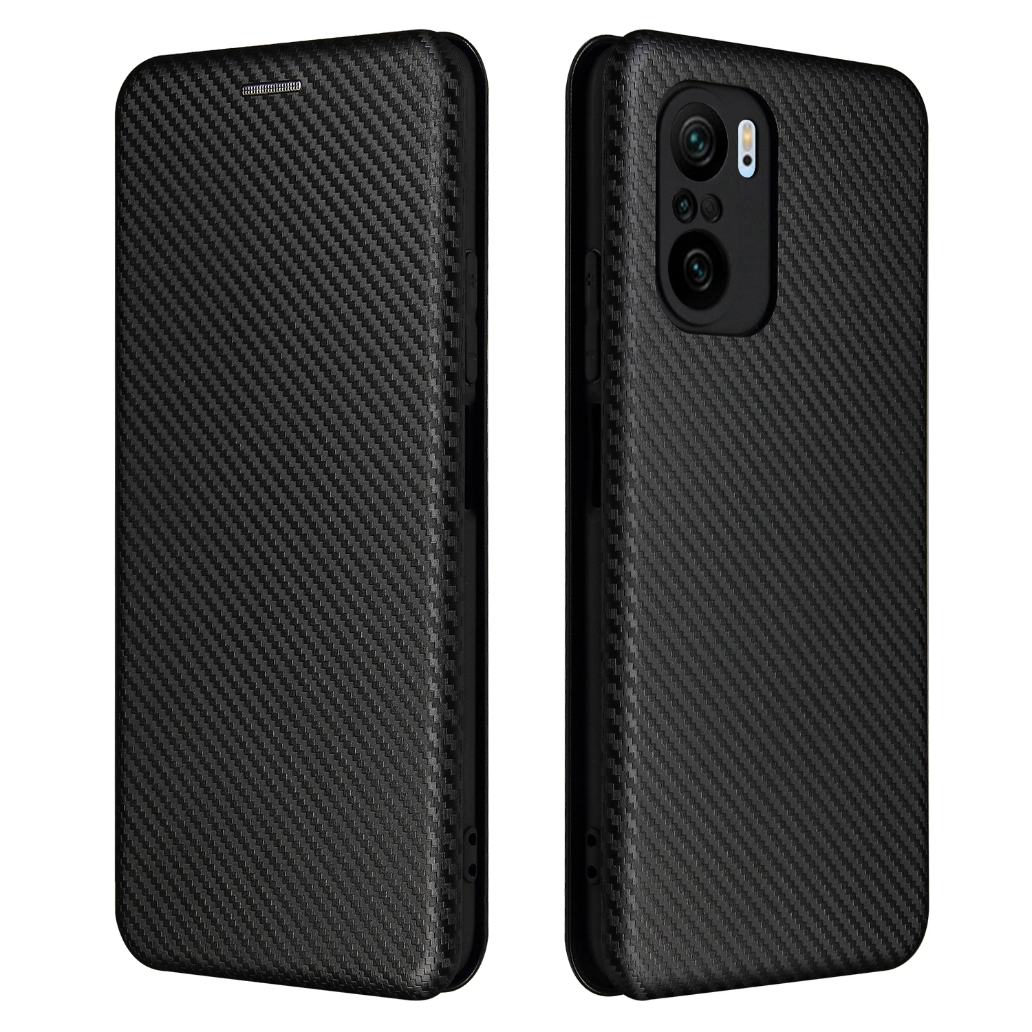 Elegant Carbon Fiber Flip Leather Wallet Case - Slim Magnetic Cover with Card Slot