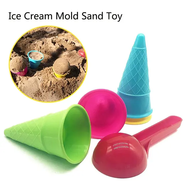 Beach Toys Ice Cream Mold Scoop Plastic Beach Toys Pretend Game Water Sand Cake Mould For Children Kids Summer Outdoor 1